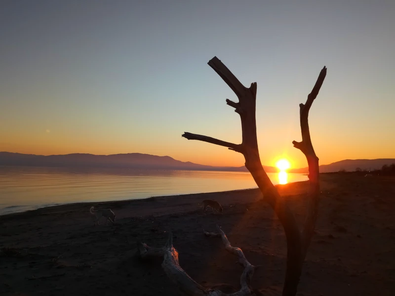 Sonnenaufgang am letzten Tag unserer Gruppenreise (Singlereise) in Nordgriechenland